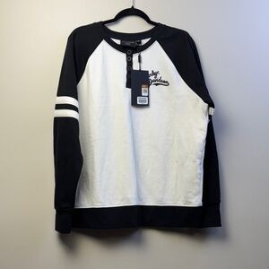 Harley-Davidson Black and White Raglan Sweatshirt Open Road Henley fleece